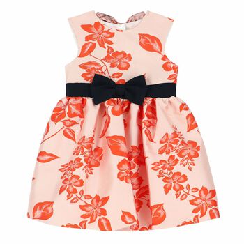 Girls Pale Pink & Orange Floral Dress