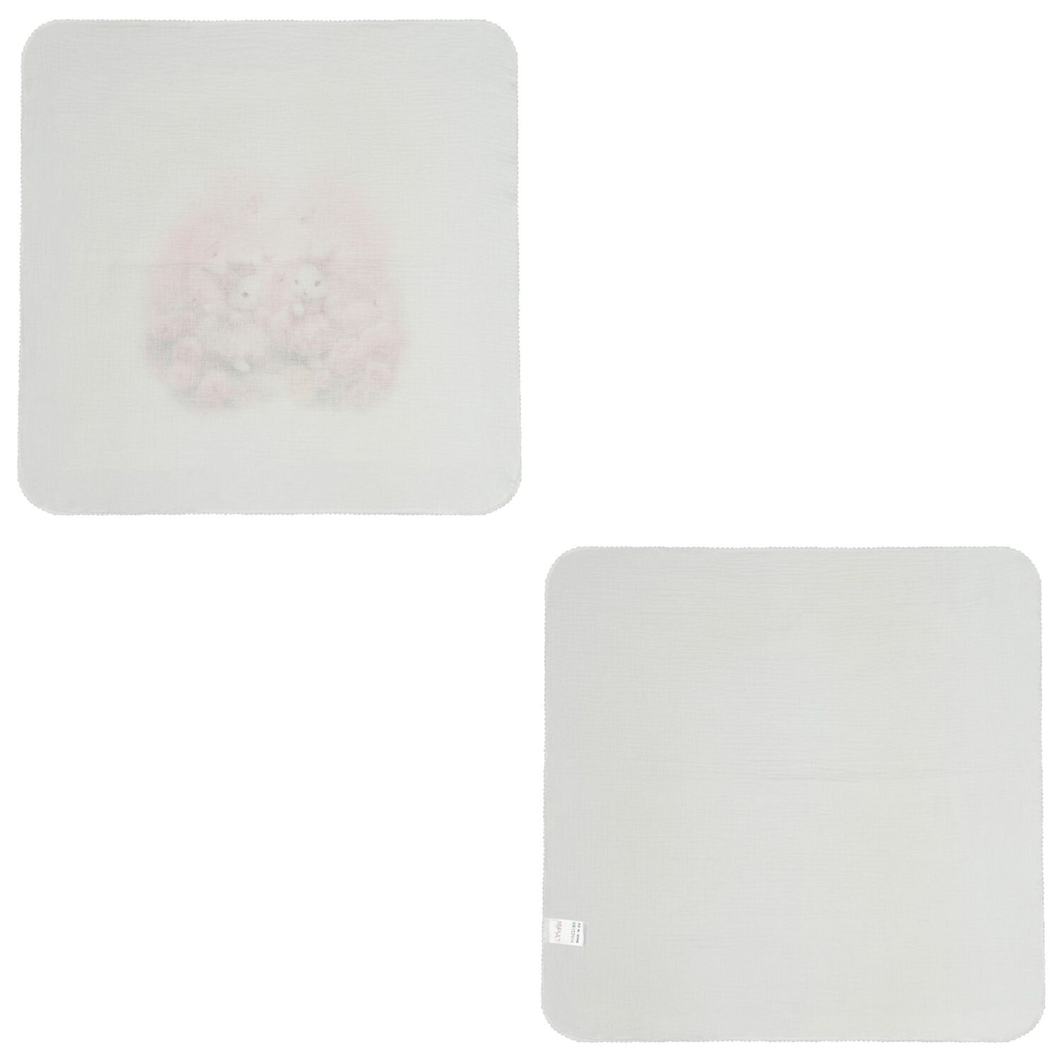 لفافة الموسلين للبنات بطبعة أرنب باللون العاجي ( قطعتين ), 1, hi-res