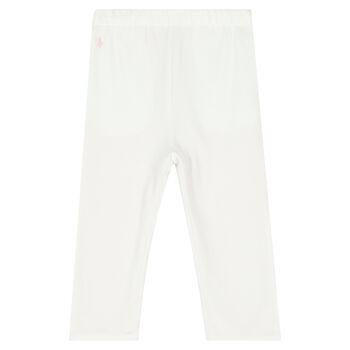 Baby Girls White & Pink Reversible Logo Trousers