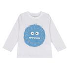 توب اولاد بأكمام طويله بالشعار باللون الابيض , 1, hi-res