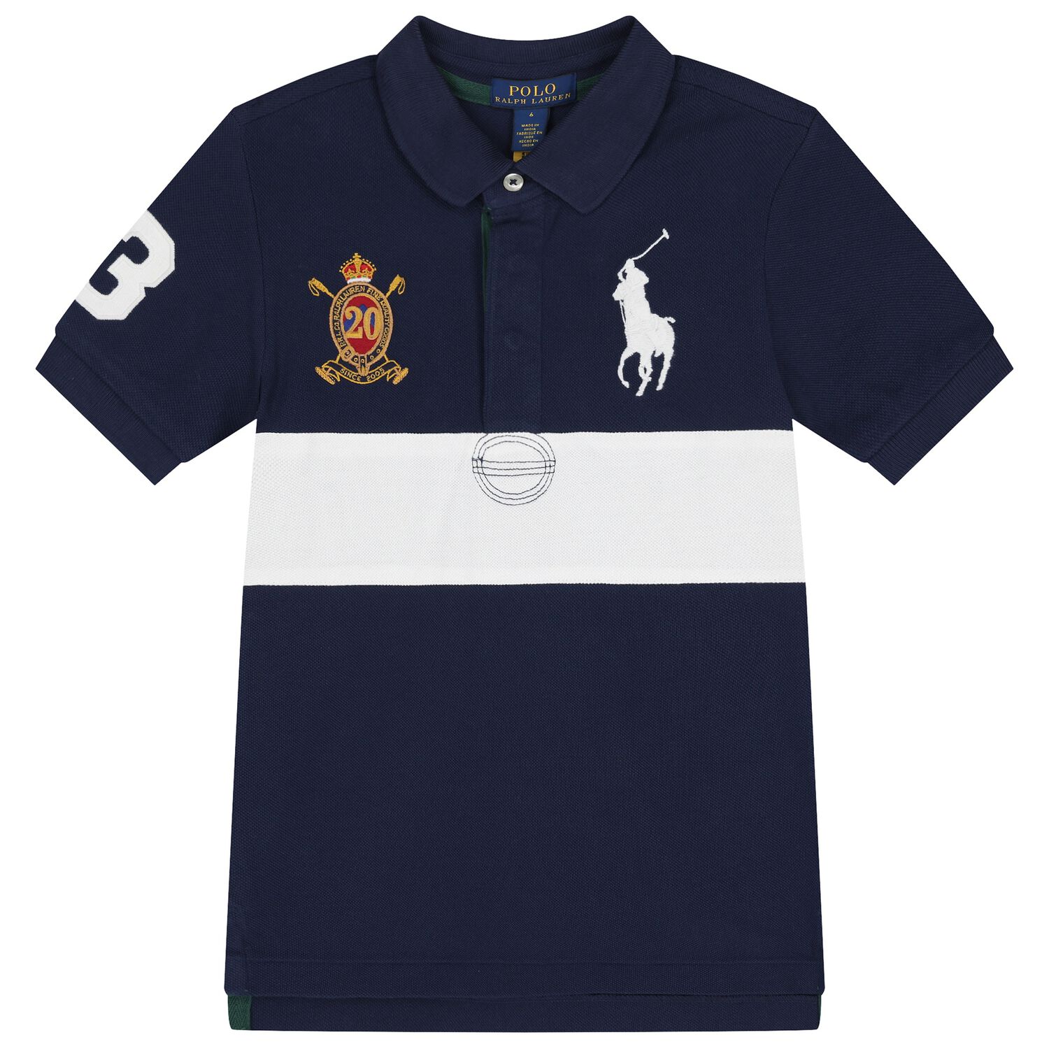Boys Navy Blue & White Pony Logo Polo Shirt, 1, hi-res image number null