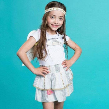 Girls White Slogan T-shirt