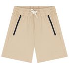 طقم شورت أولاد باللون الأبيض والبيج, 1, hi-res