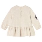 Younger Girls Beige Flower Dress, 2, hi-res