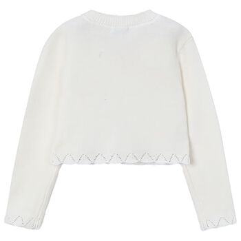 Girls Ivory Knitted Cardigan
