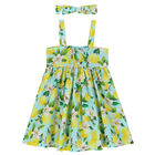 Girls Blue & Yellow Lemon Dress Set, 2, hi-res