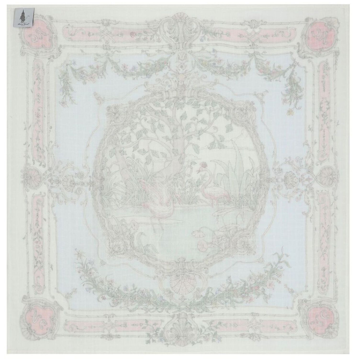 طقم هدية قماط ومريلة مزخرفة باللون العاجى والأزرق, 1, hi-res image number null