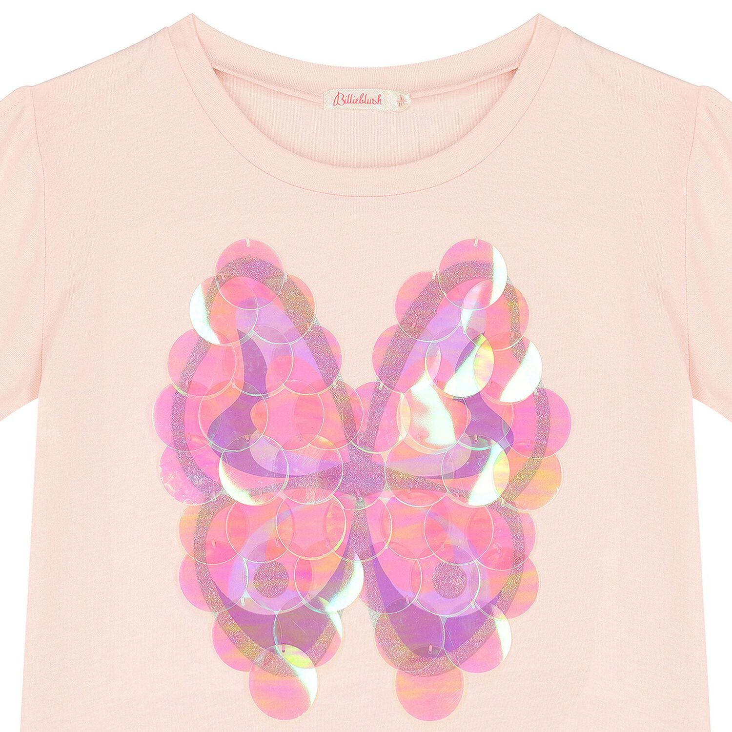 Girls Pink Butterfly Sequin T-Shirt, 1, hi-res image number null