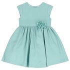 Girls Aqua Flower Dress, 2, hi-res