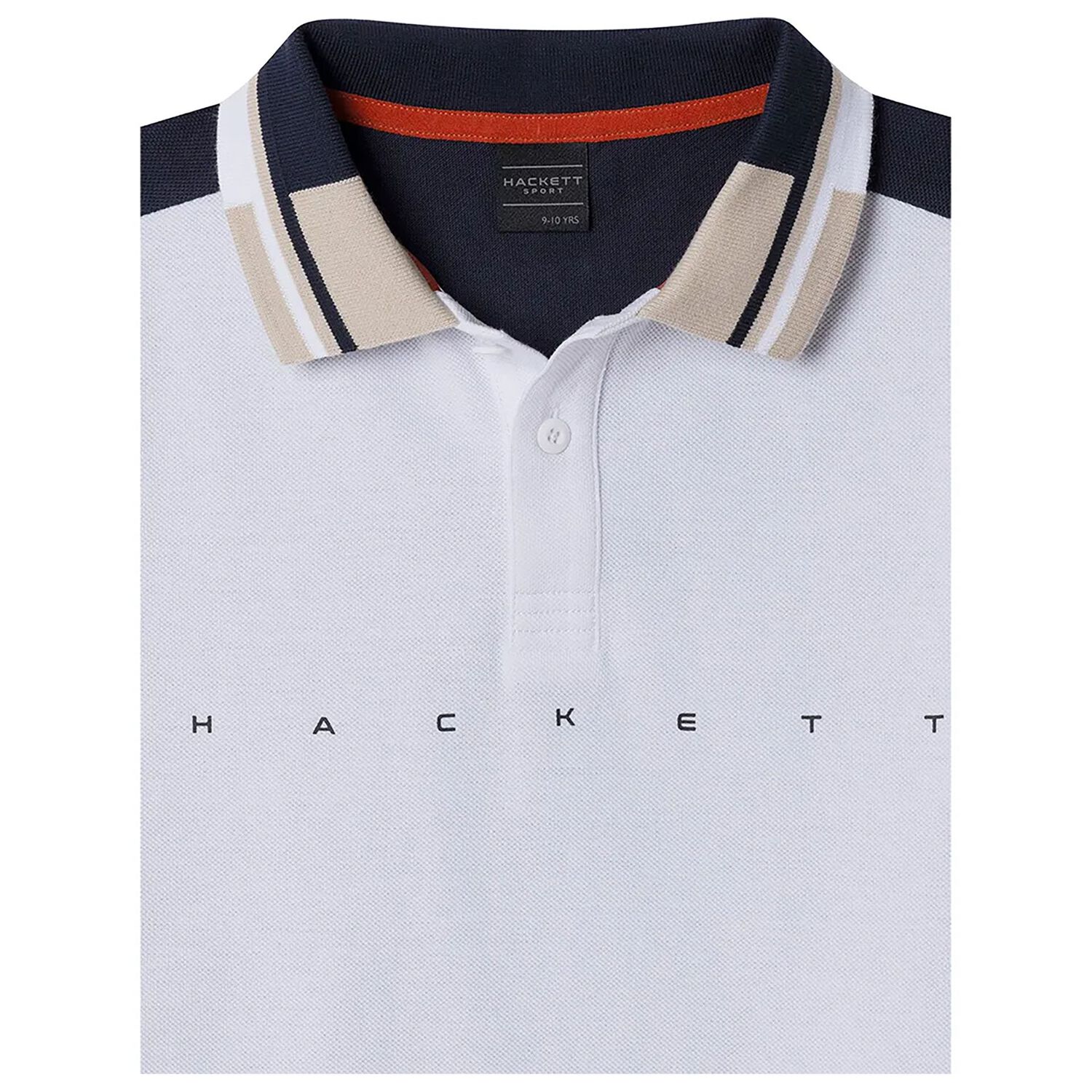 Boys White & Navy Blue Logo Polo Shirt, 2, hi-res
