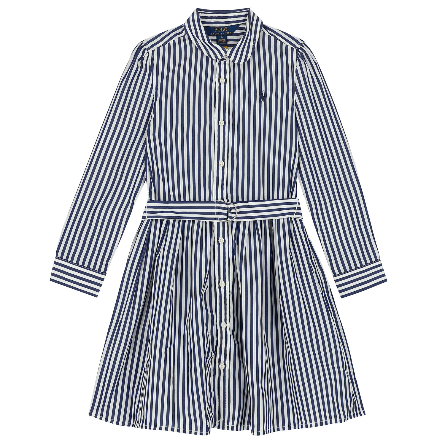 Girls Navy & White Striped Dress, 1, hi-res image number null