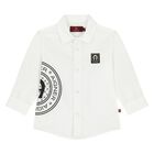 Younger Boys White Logo Shirt, 1, hi-res