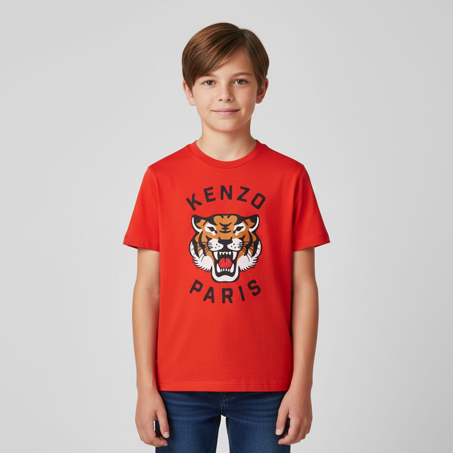 Boys Red Tiger T-Shirt, 3, hi-res image number null