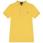 Boys Yellow Logo Polo Shirt, 1, hi-res