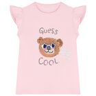 Girls Pink Logo Teddy Bear T-Shirt, 1, hi-res