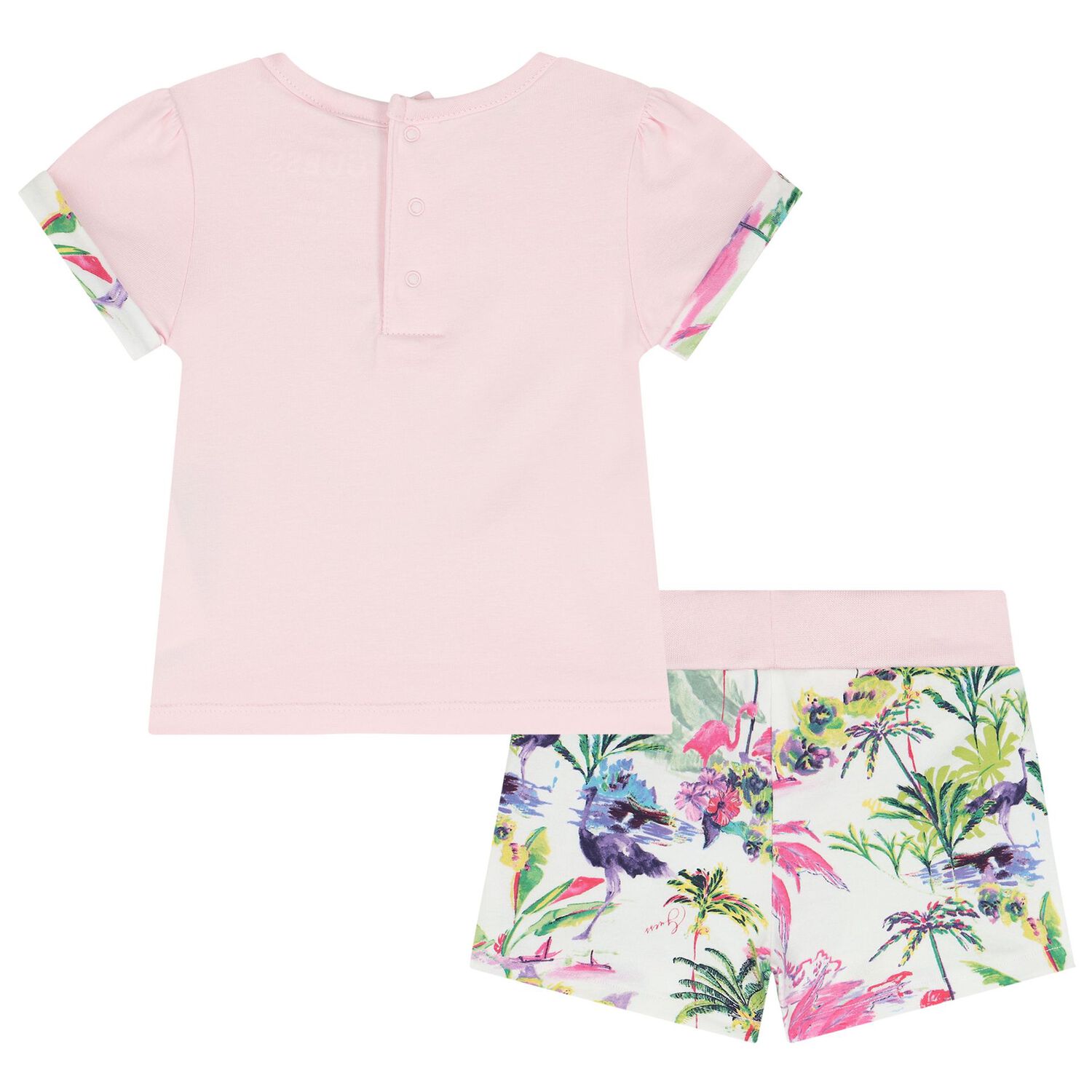 طقم شورت بنات بطبعة نباتية, 1, hi-res