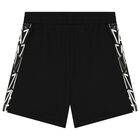 Boys Black Logo Shorts, 1, hi-res