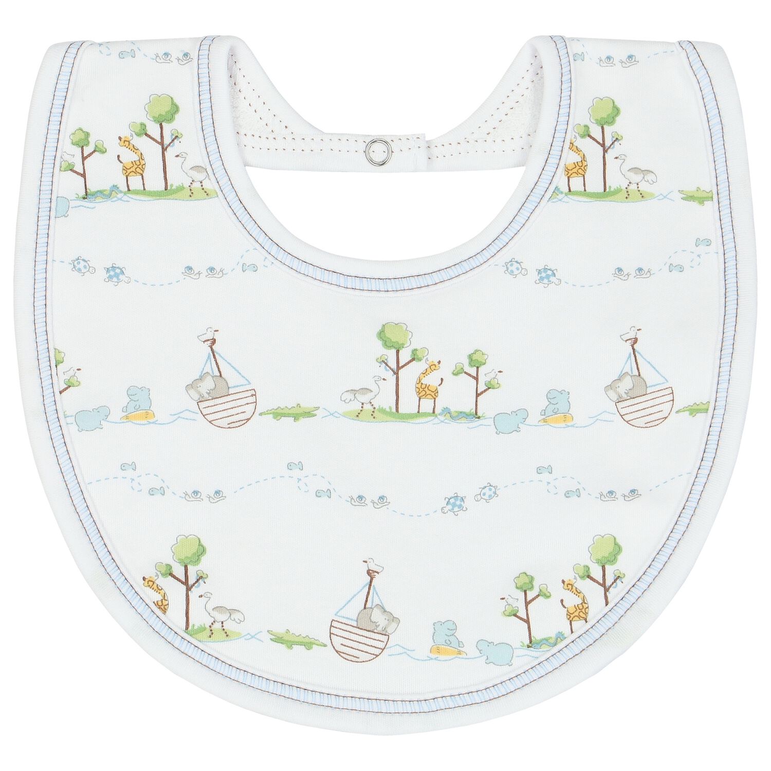 Baby Boys White Animals Bib, 1, hi-res