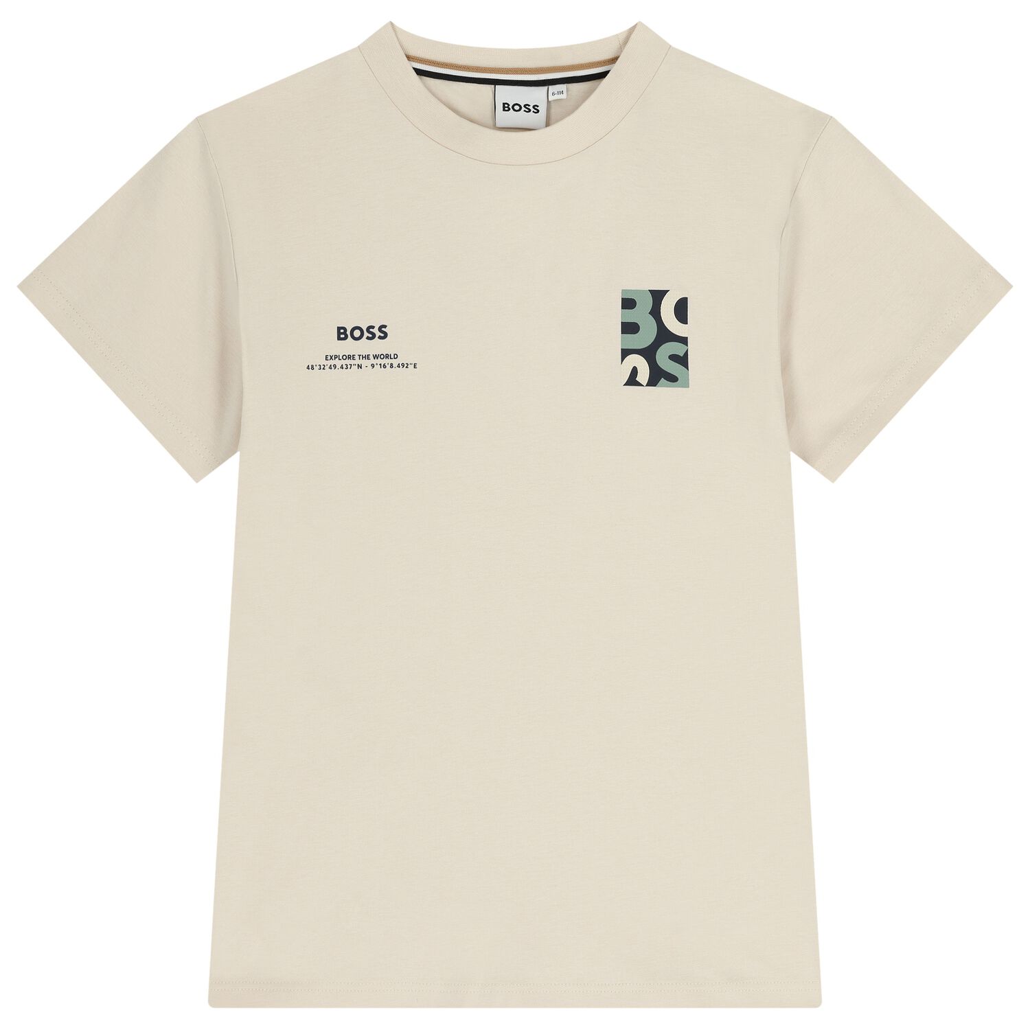 Boys Beige Logo T-Shirt, 2, hi-res
