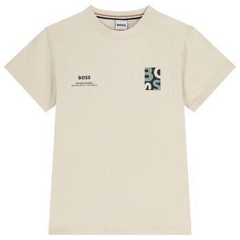 Boys Beige Logo T-Shirt