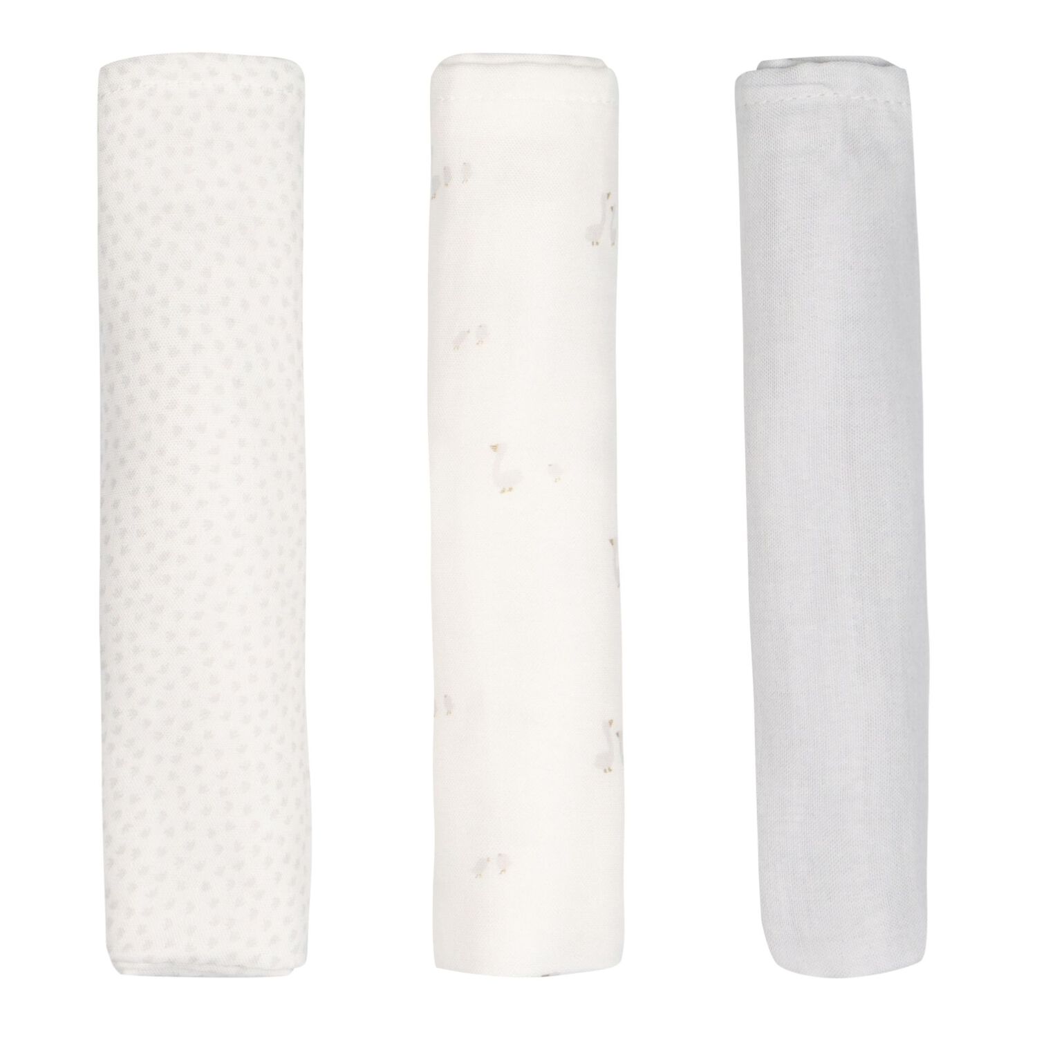 غطاء موسلين للأطفال باللون العاجي والرمادي للاولاد (3  قطع ), 1, hi-res