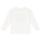 توب بنات بأكمام  بالشعار باللون العاجى, 1, hi-res