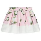 Girls Pink Floral Satin Skirt Set, 1, hi-res