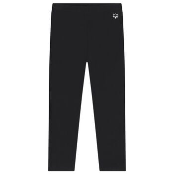 Girls Black Logo Leggings