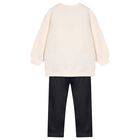 طقم ليجينز بنات باللون العاجى والاسود , 1, hi-res