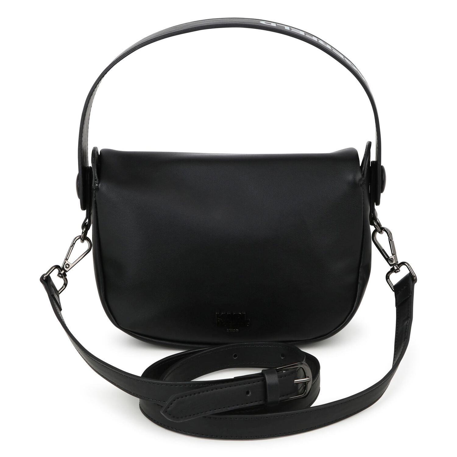 Girls Black Ikonik Mini-Me Logo Handbag, 1, hi-res