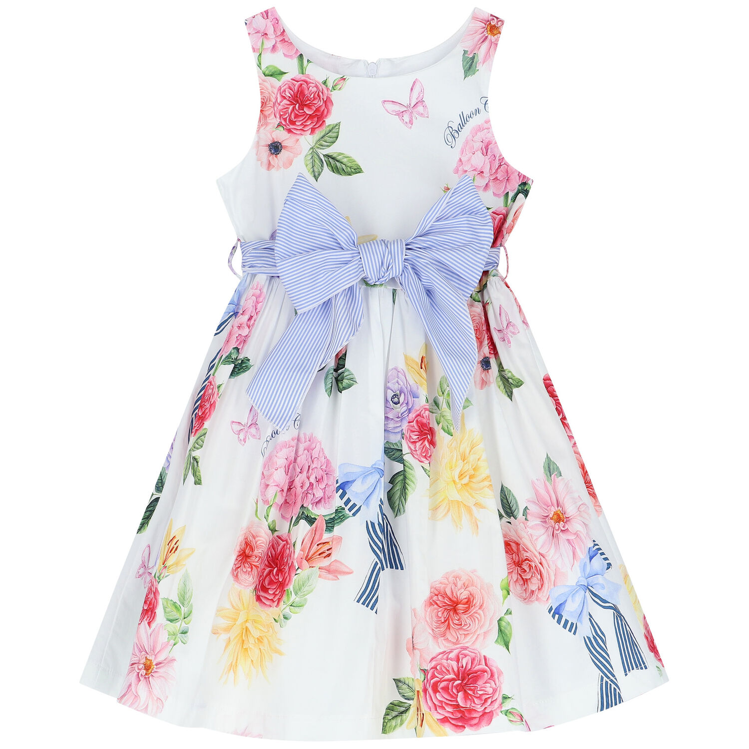 فستان بطبعة الزهور باللون الابيض, 1, hi-res