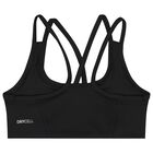 Girls Black Logo Sports Bra Top, 1, hi-res