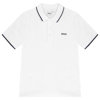 Boys White Logo Polo Shirt