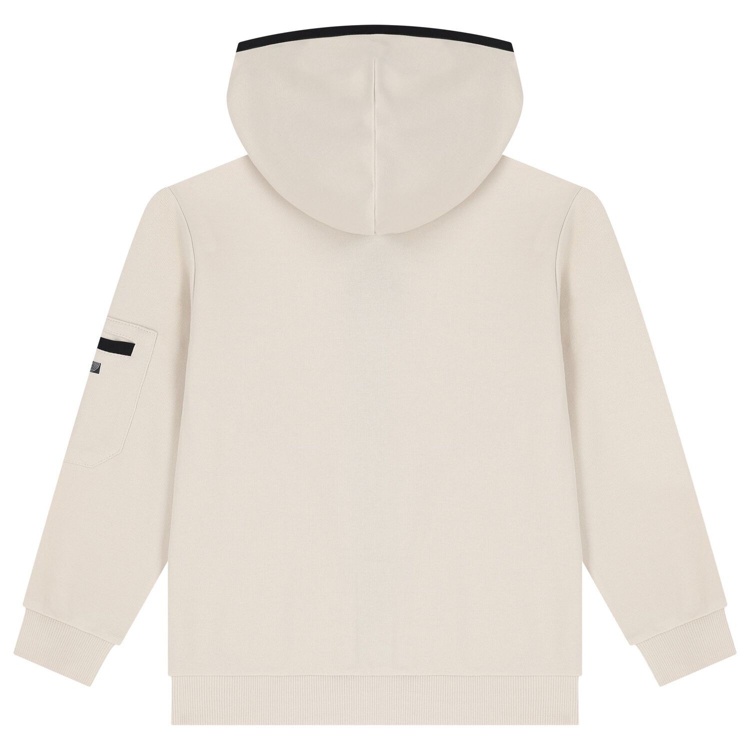Boys Beige Zip-Up Hooded Top, 1, hi-res