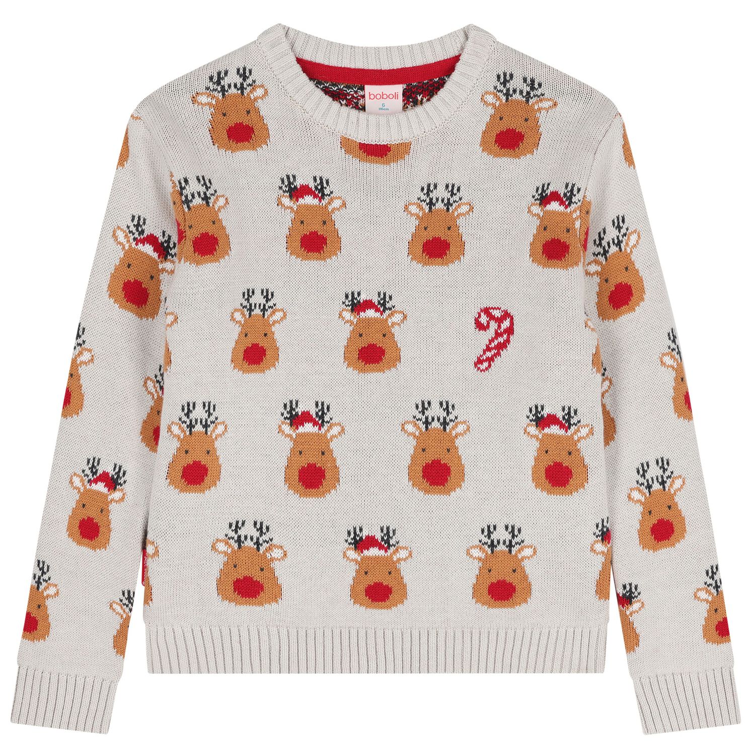 Grey Reindeer Christmas Knitted Jumper, 1, hi-res image number null