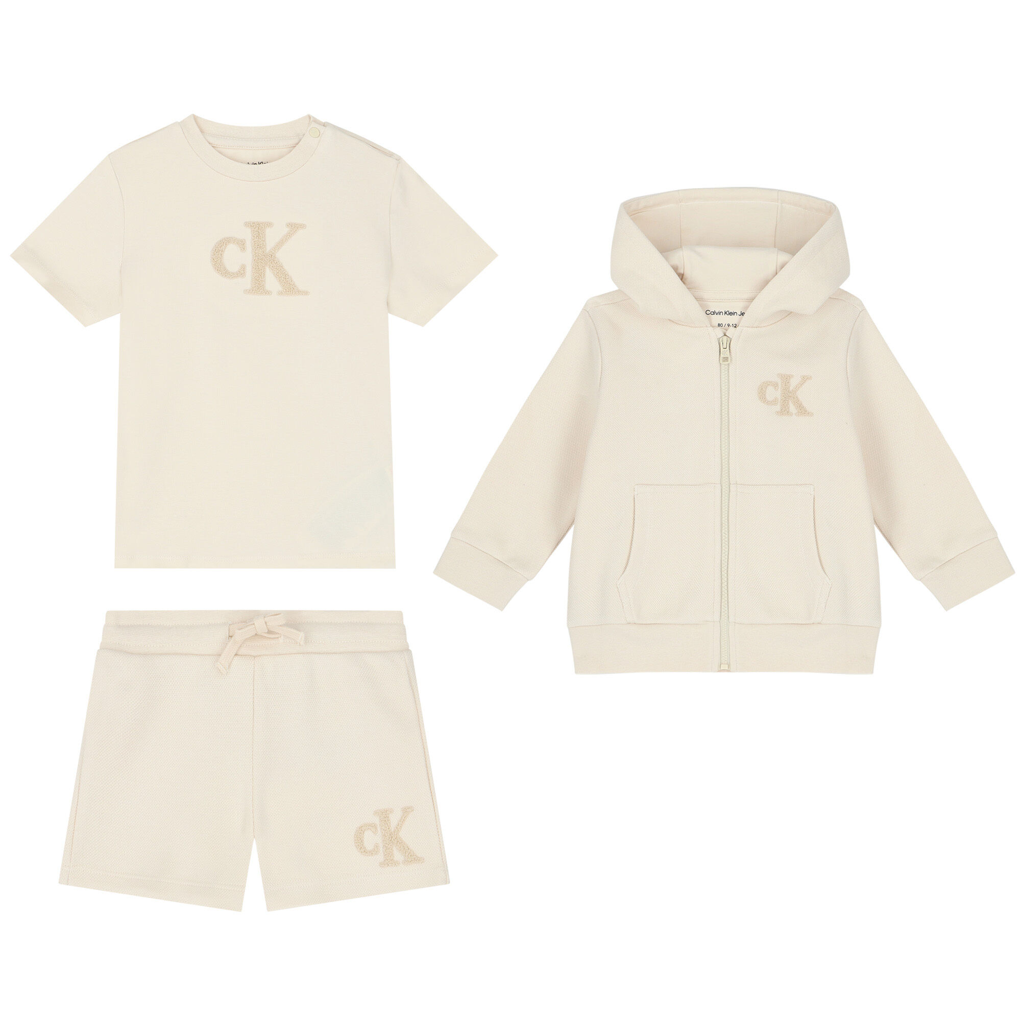 Calvin Klein Ivory Logo 3 Piece Shorts Set Junior Couture UAE