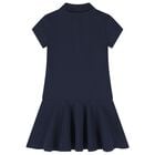 Girls Navy Blue Logo Polo Dress, 1, hi-res