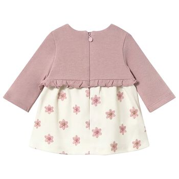 Baby Girls Pink & Ivory Flower Dress