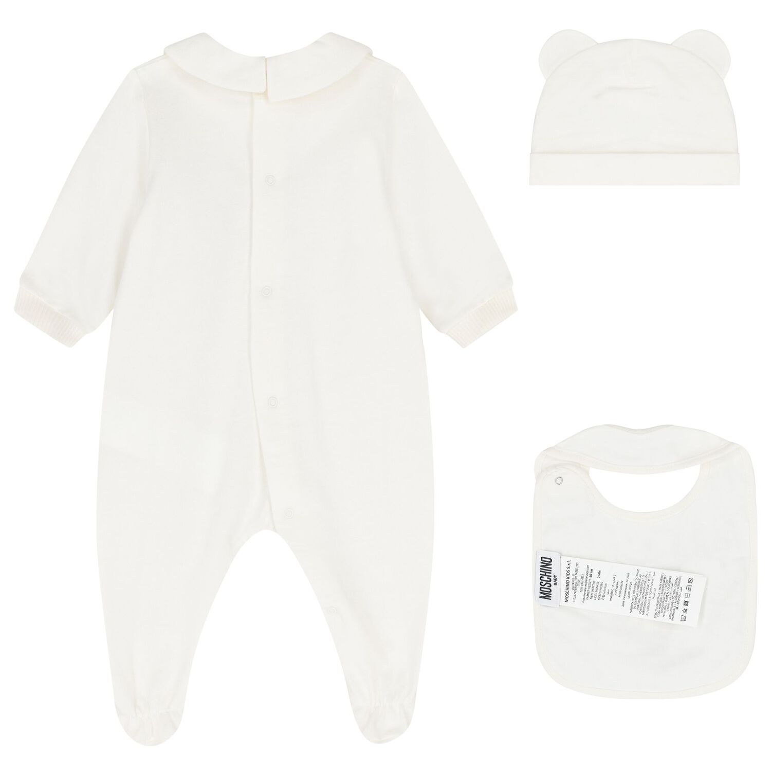 White Teddy Bear Logo Babygrow Gift Set, 1, hi-res