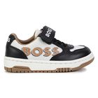 Boys White & Black Logo Trainers, 1, hi-res