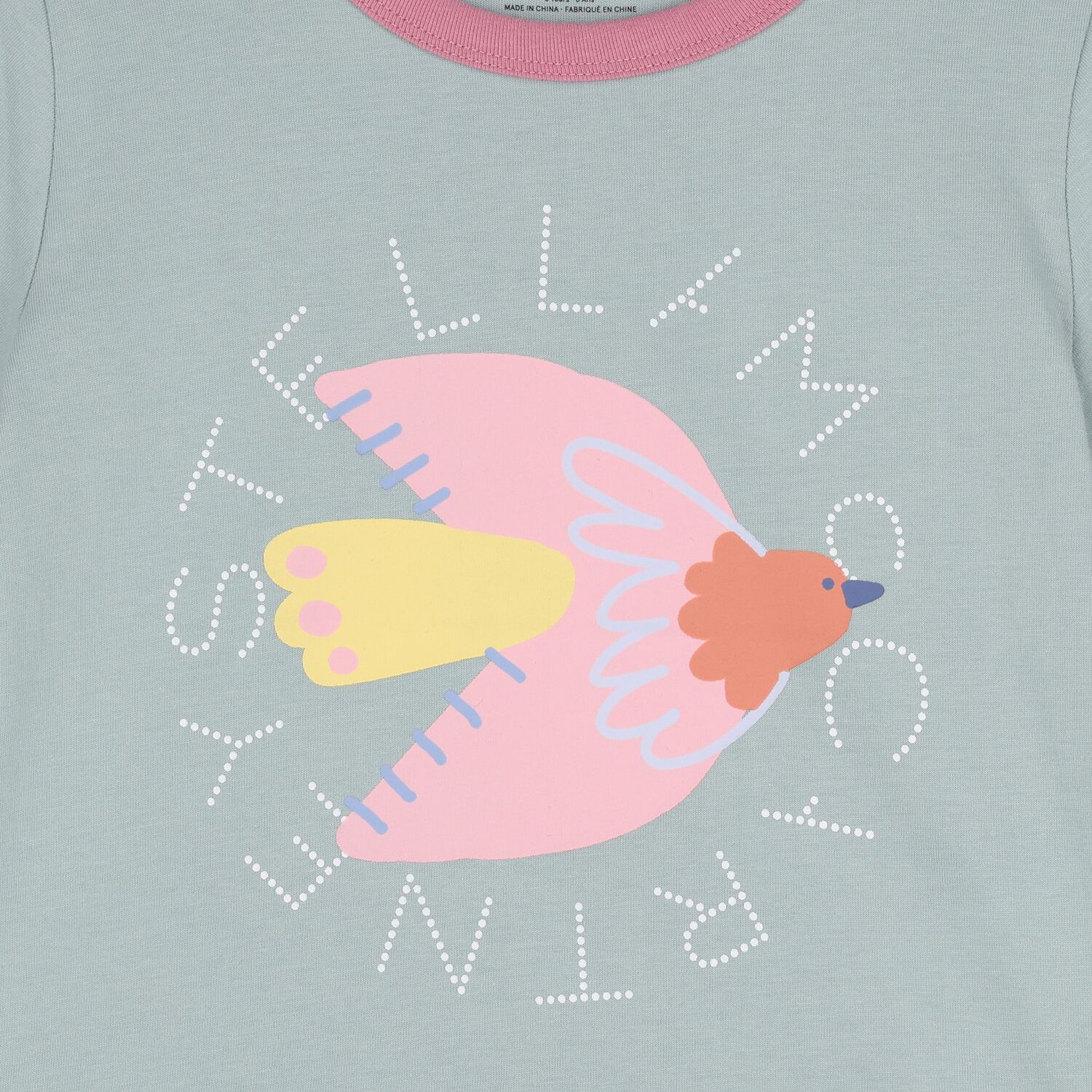 تي شيرت بناتي بشعار الطائر الأخضر, 1, hi-res