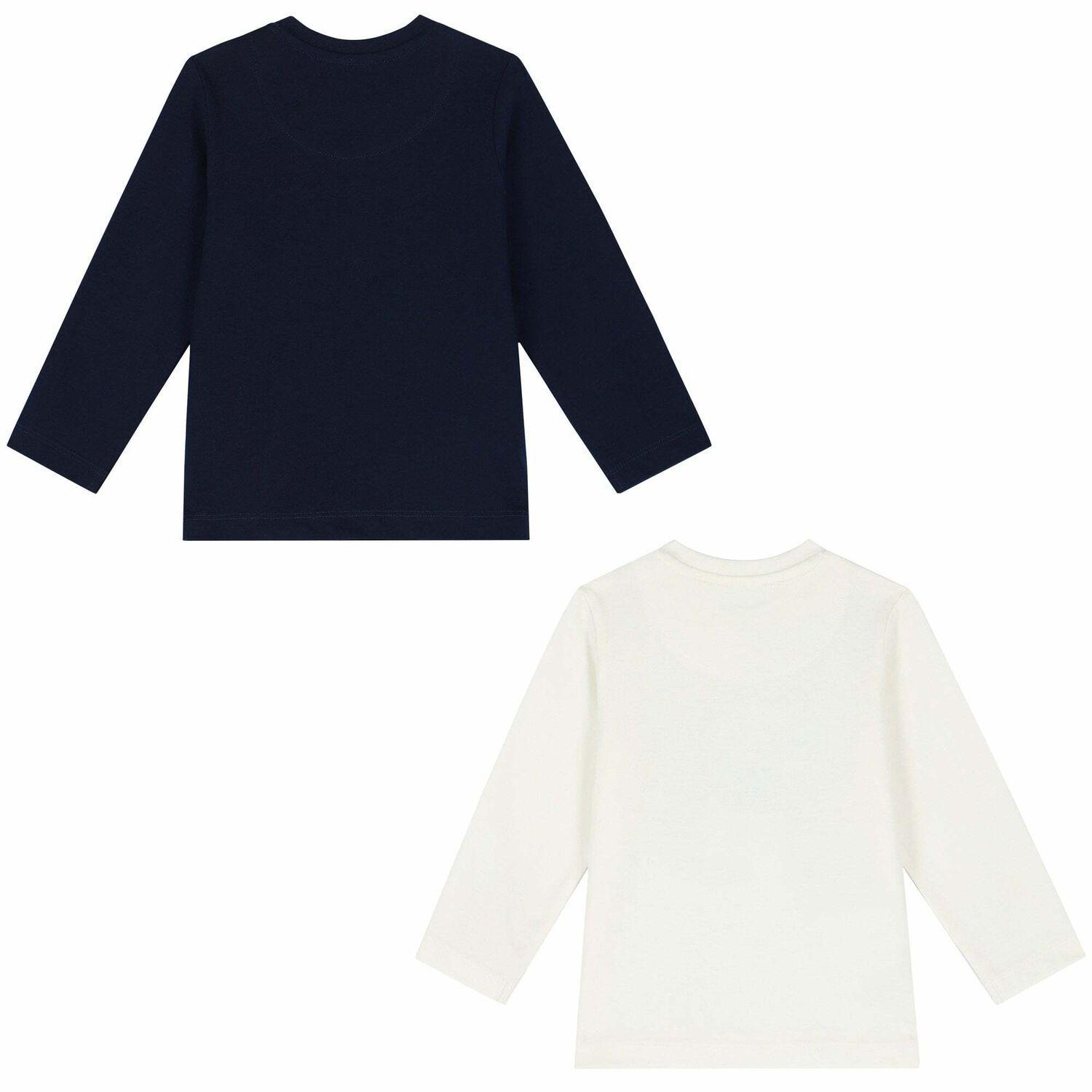 Younger Boys Navy & Ivory Long Sleeve Tops ( 2-Pack ), 2, hi-res