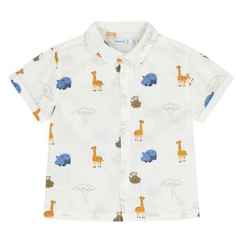 Younger Boys White Animals Shirt