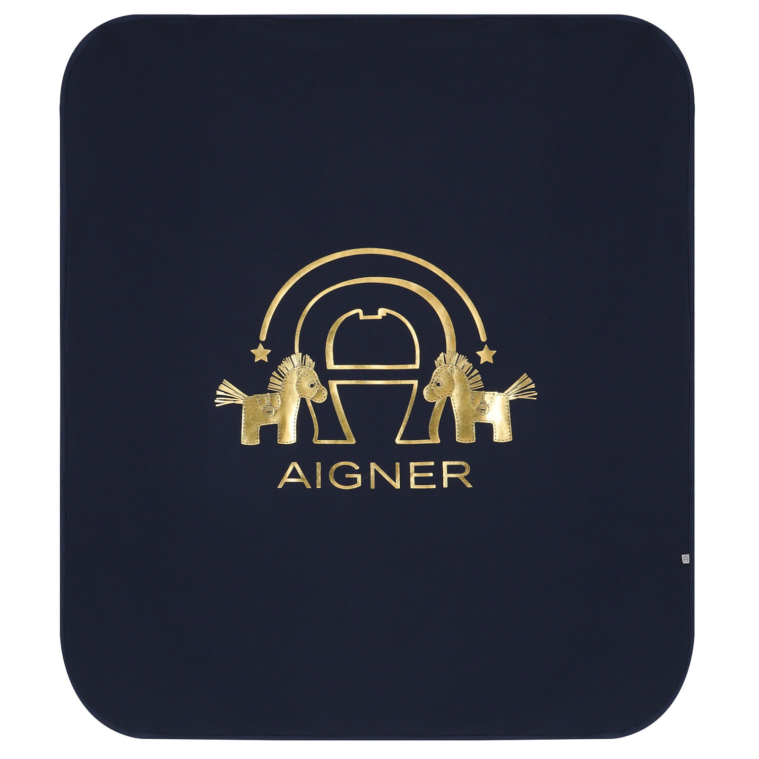 بطانية بالشعار باللون الكحلي والذهبي, 1, hi-res