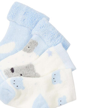 Baby Boys Blue & Ivory Socks ( 4-Pack )