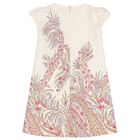 فستان بنات باكمام منفوخه باللون العاجى والوردى , 2, hi-res