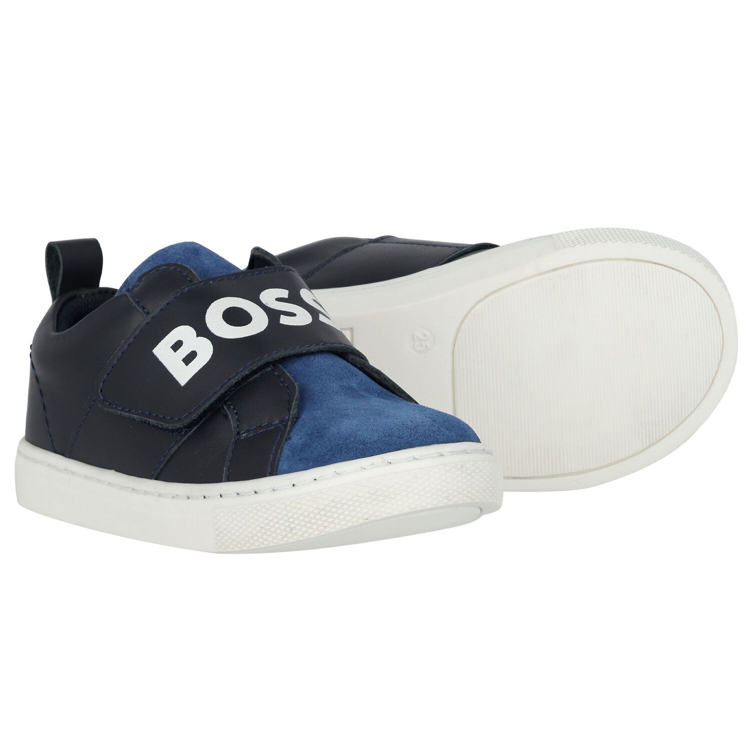 Boys Navy Blue Logo Trainers, 1, hi-res image number null