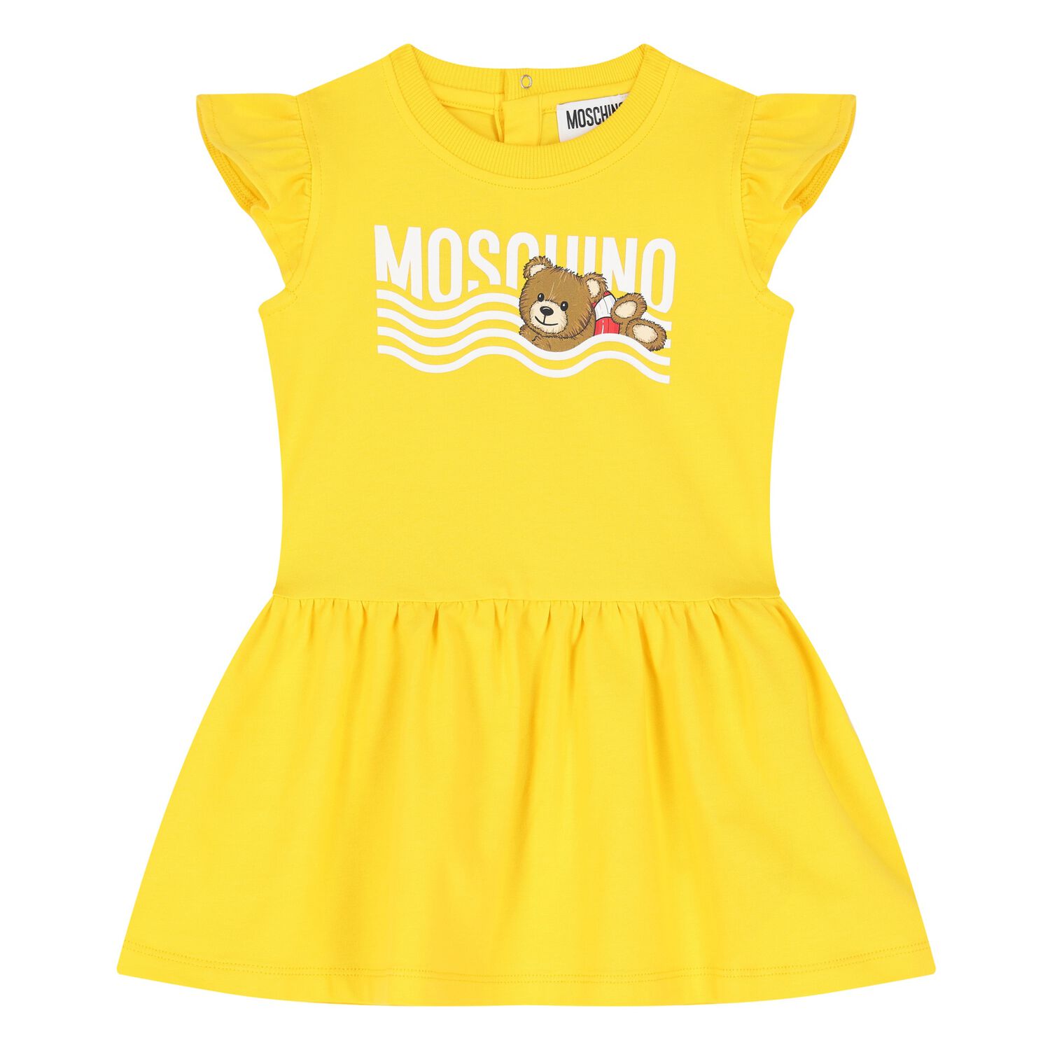 Younger Girls Yellow Teddy Bear Logo Dress, 3, hi-res