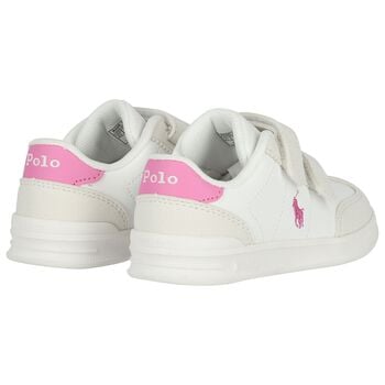 Girls White & Pink Logo Trainers 