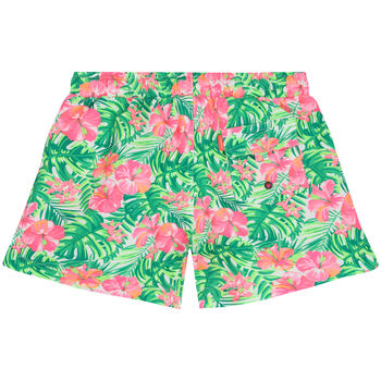 Girls Pink & Green Floral Swim Shorts